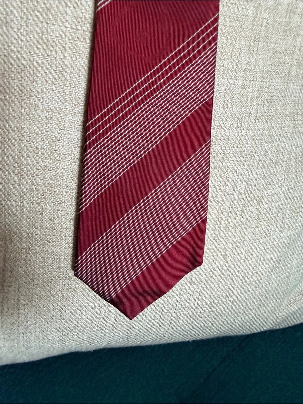 Dior Burgundy Striped Silk Tie with White Pinstripes AUTHENTIC